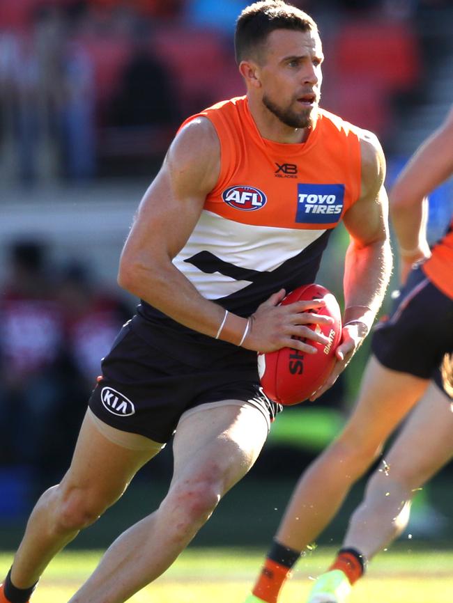 Brett Deledio takes possession during his last season for GWS. Picture: Phil Hillyard.