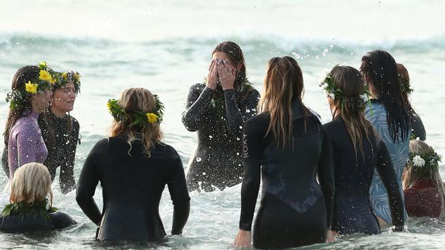 GOLD COAST, AUSTRALIA - JULY 11: Family and friends gather in memory of Alex 'Chumpy' Pullin on July 11, 2020 in Gold Coast, Australia. Australian Winter Olympic Games Snowboarder Alex 'Chumpy' Pullin died on Wednesday 8 July in a drowning accident while spearfishing at Palm Beach on the Gold Coast, aged 32. (Photo by Chris Hyde/Getty Images)