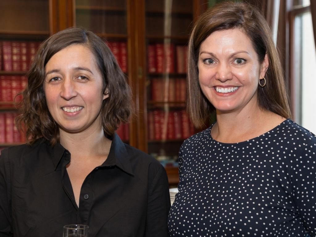 Emily Steel and Jodi Glass at an intimate gathering at the Adina Hotel hosted by the State Theatre Company to celebrate with playwright Emily Steel, winner of the Jill Blewett Playwright’s Award at the Adelaide Festival Awards for Literature. Picture: Sia Duff