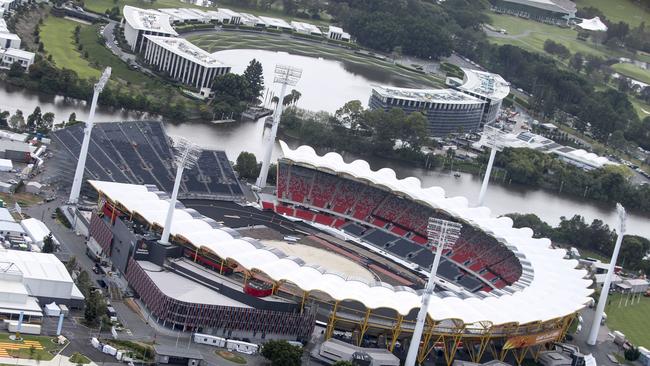 Carrara Stadium being prepared for the Commonwealth Games.