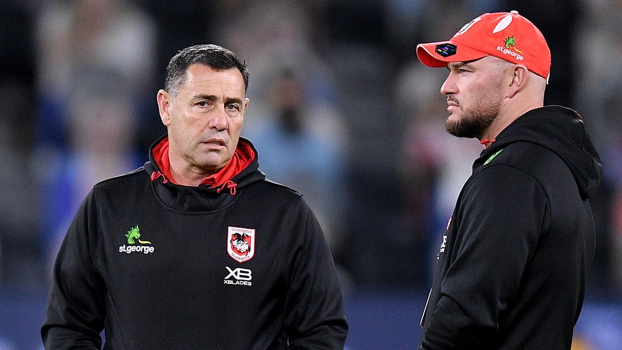 Shane Flanagan, left, was approached to become a coaching consultant at the Titans. Picture: AAP Image/Dan Himbrechts