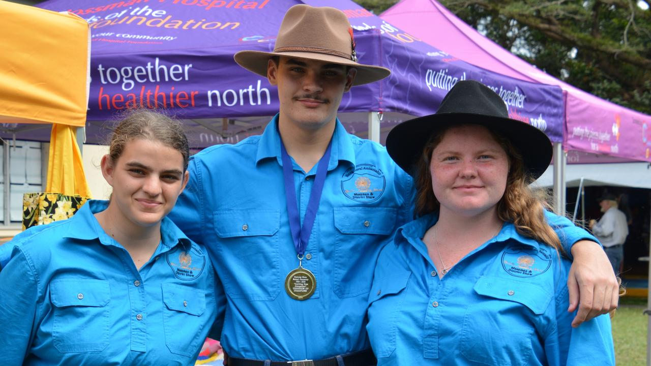 Daintree State School 2024 Centenary Celebration: Nikita McDonald, Casey Marr and Matilda Muller. Picture: Bronwyn Farr