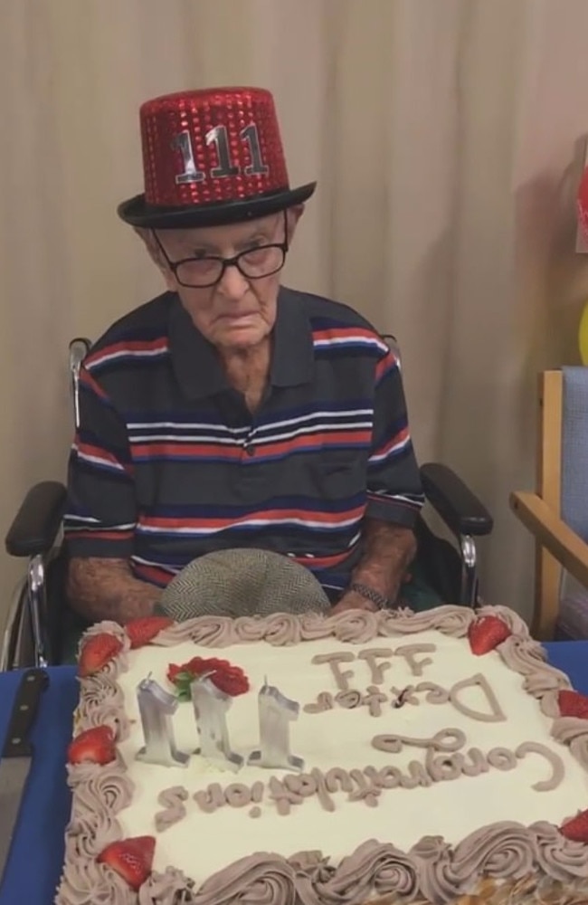 He celebrated the milestone of turning 111 years and 124 days on Monday. Picture: Facebook/DexterKruger