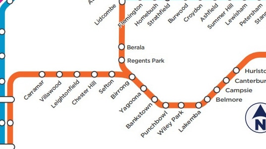 Section of the current network servicing southwest and western Sydney. Picture: Transport for NSW