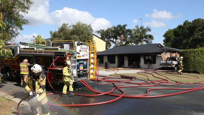 The fire damaged the home and destroyed the owner’s vehicle. Picture Glenn Hampson