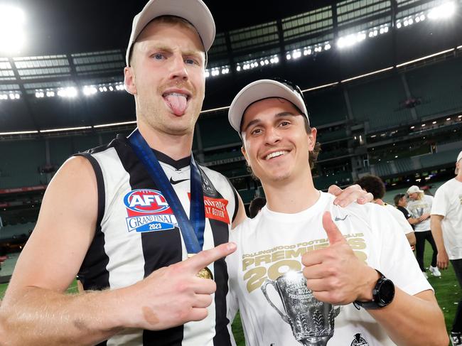 Trent Bianco (right) missed out on Collingwood’s grand final side. Picture: Dylan Burns/AFL Photos via Getty Images