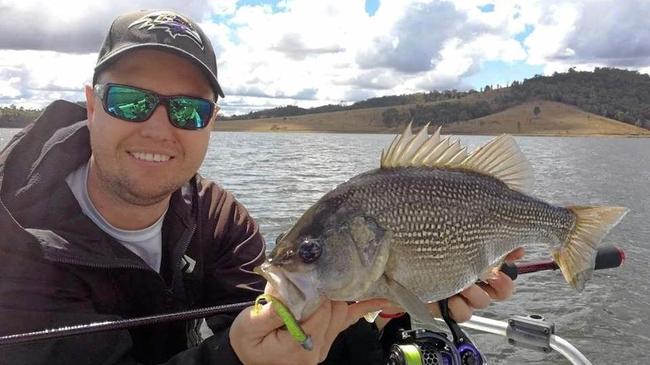 Matthew Osley with a quality Somerset Dam bass caught on a Keitech Plastic.