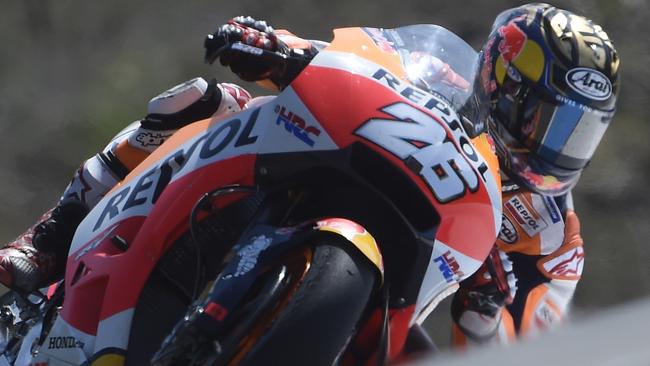 Repsol Honda MotoGP Team's Spanish rider Dani Pedrosa was on fire during a free practice session in Brno. Picture: AFP