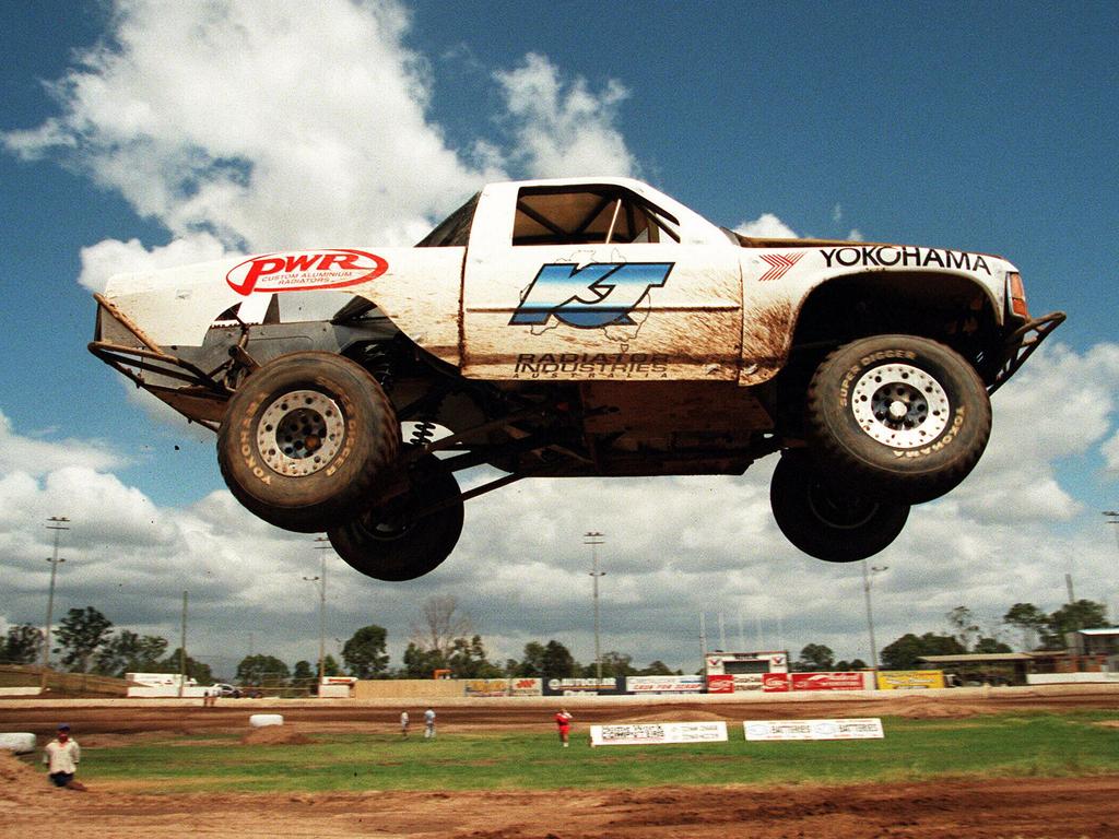 Paul Weel at the wheel of a Dodge sports truck at Archerfield in 1998.