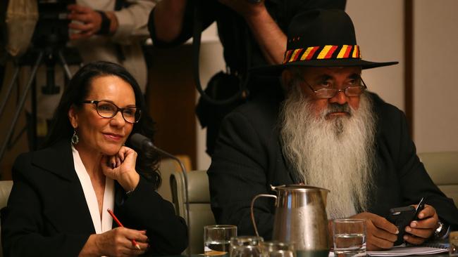 Linda Burney and Pat Dodson at Shadow Ministry meeting at Parliament House in Canberra. Picture Kym Smith