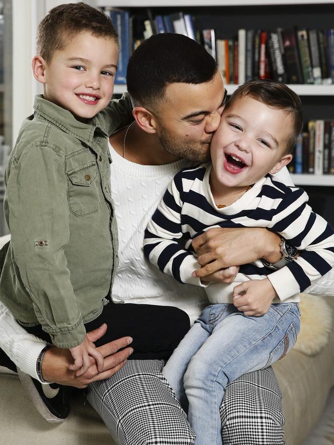 The singer’s two adorable boys Hudson and Archer. Picture: Justin Lloyd