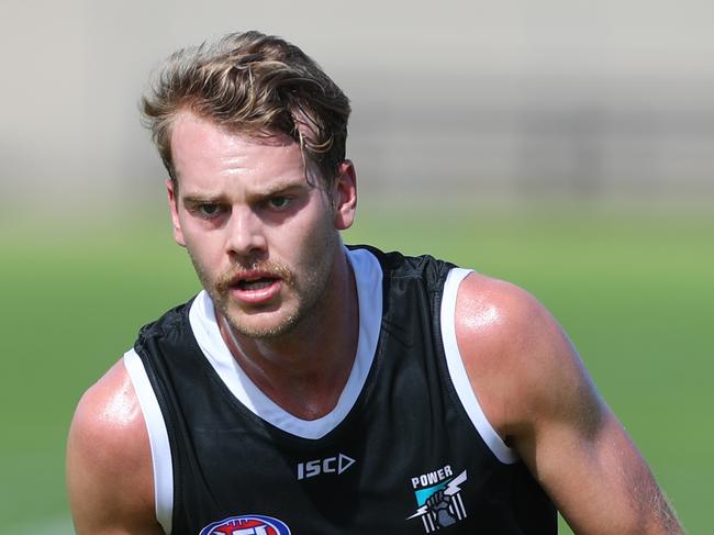 20.11.2017.Port Adelaide's 1-4 year players start pre-season training at Alberton Oval.Jack Watts at training.  pic tait schmaal.