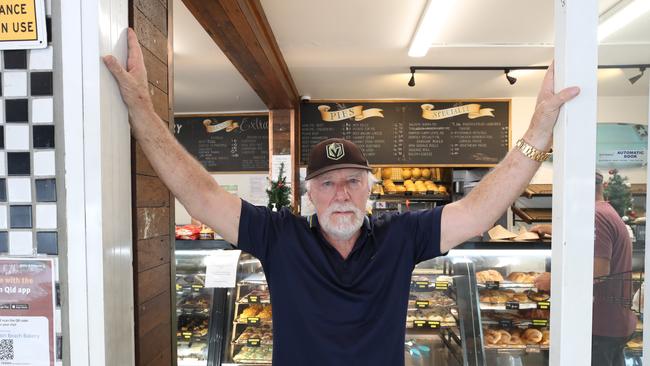 Main Beach Bakery has been an institution on the Gold Coast for decades but now faces closing down due the City Council replacing pivotal carparking with a bus stop. Owner Wayne McCrae in the Bakery, ready to close the doors if the carparks are taken away. Picture: Glenn Hampson