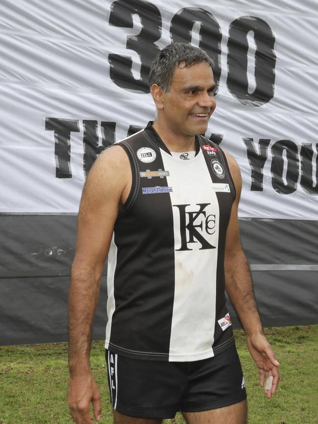 Kilburn president Dale Agius played his 300th senior game earlier this month. Picture: AAP/Dean Martin