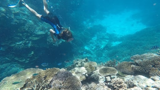 Elijah Richardson doing what he does best, keeping a close eye on the health of the reef.