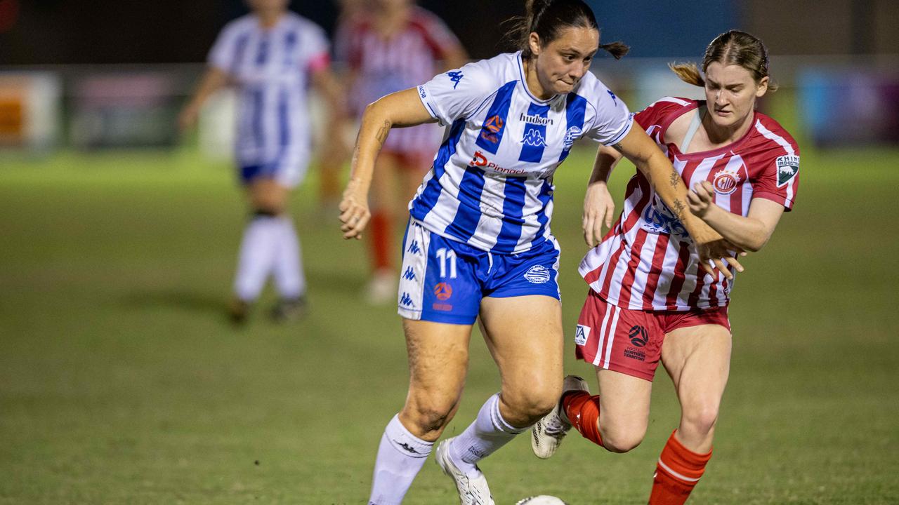 Action shots from the fifth annual GleNTi Cup between Hellenic AC and Darwin Olympic SC, June 3, 2025. Picture: Pema Tamang Pakhrin