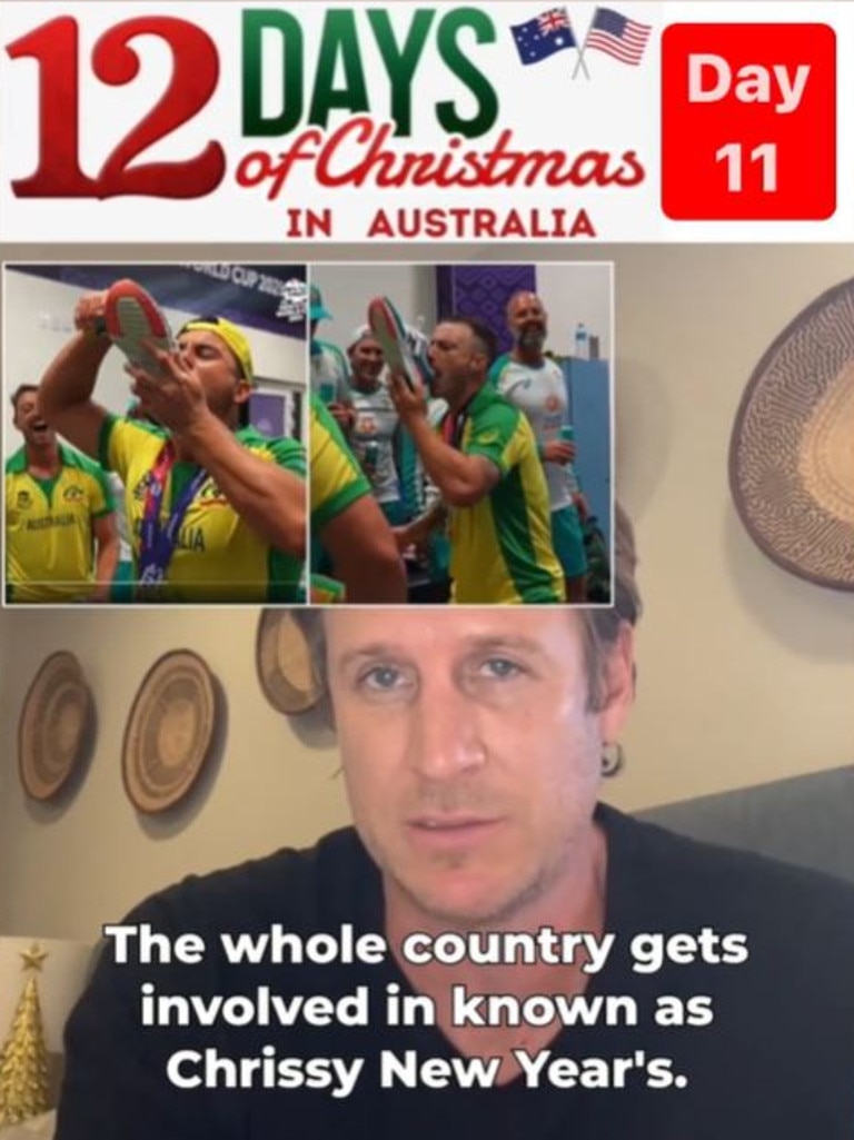 Comedian Monty Franklin describes a booze-filled take on Aussie Christmas traditions. Picture: TikTok via @montyfranklinofficial