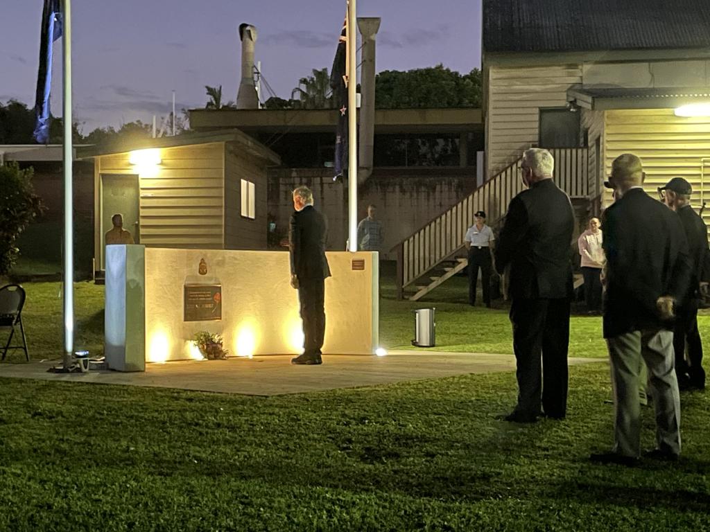 Hundreds gathered at Farleigh Mill just after 5am to join the Farleigh-Northern Beaches RSL sub branch service. Photo: Fergus Gregg
