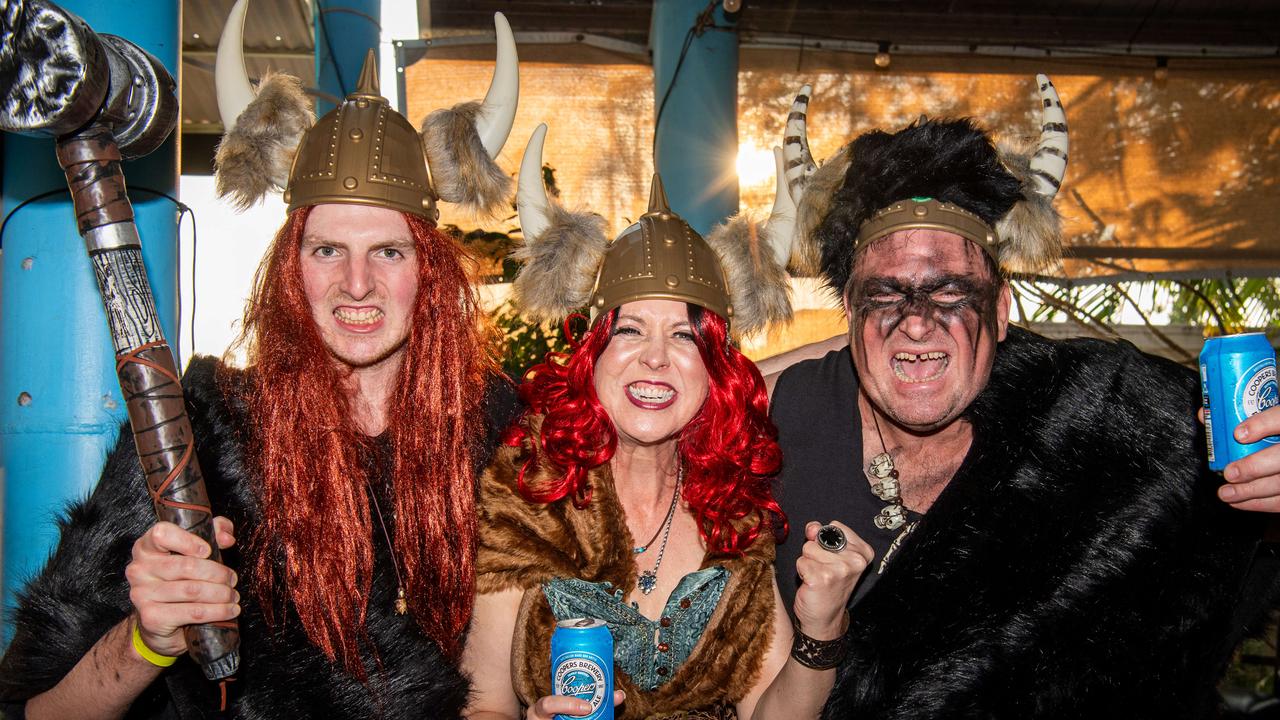 Campbell Roehrich, Shylee Roehrich and Ben Roehrich at the 2024 Dinah Beach Viking Funeral. Picture: Pema Tamang Pakhrin