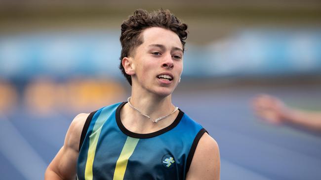 Sebastian Sultana from SIXC winning the boys 200m 17 years final.