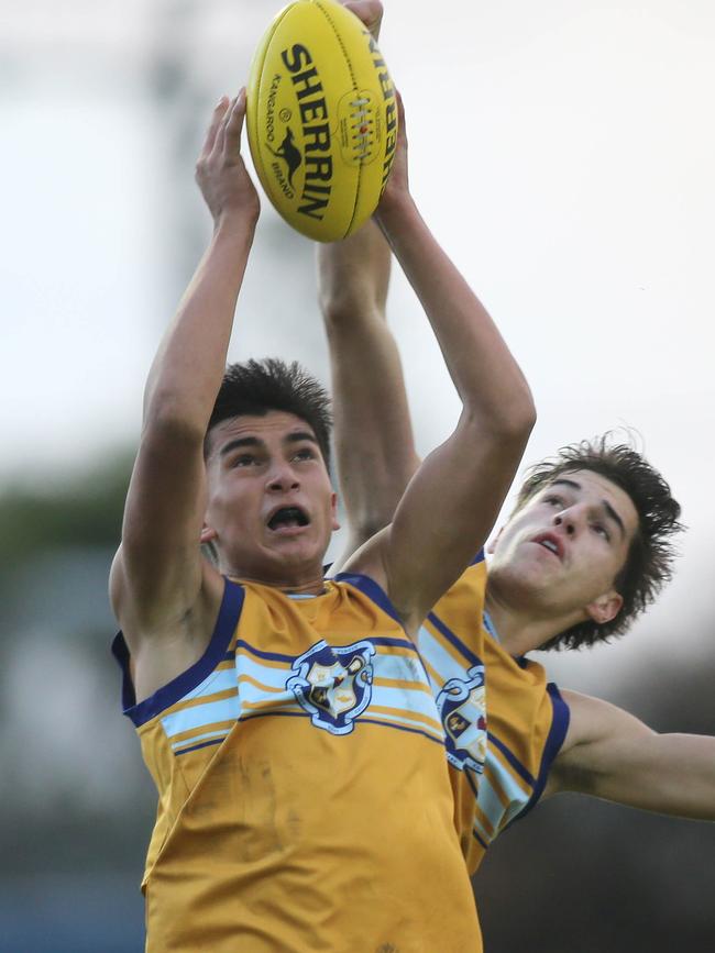 Sacred Heart’s Ash Moir takes a strong mark against Immanuel. Picture: Dean Martin