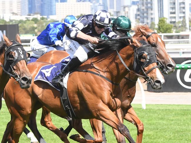 It'sourtime ridden by Billy Egan wins the Standish Handicap at Flemington Racecourse on January 11, 2025 in Flemington, Australia. (Photo by Brett Holburt/Racing Photos via Getty Images)