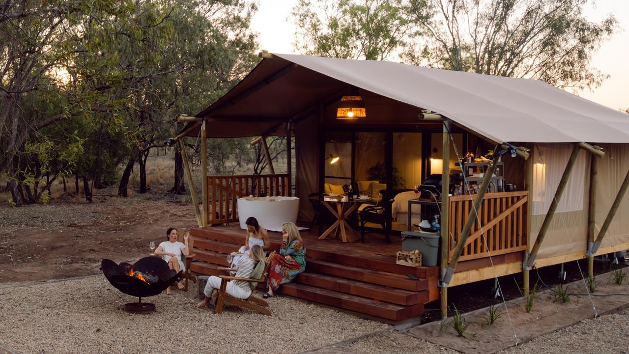 Riverbank Glamping’s custom-designed safari tent, with its modern amenities and tranquil setting. Photo: Contributed.