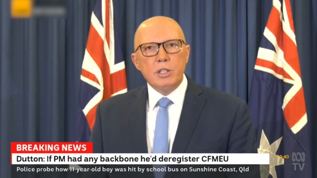 Dutton says Albo "not telling the truth" about CFMEU allegations