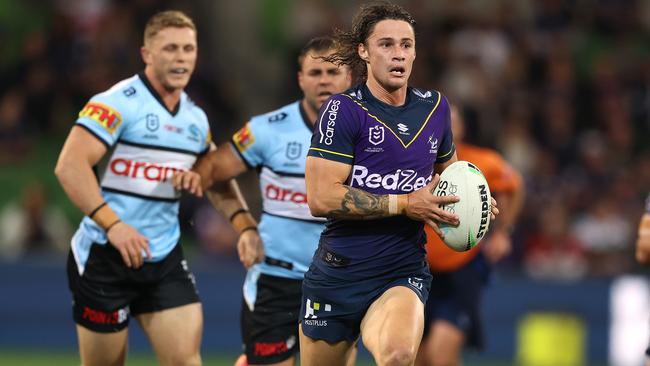 Nicho Hynes will form part of a new Sharks’ halves combination in 2022 after signing a three-year deal. Picture: Robert Cianflone/Getty Images