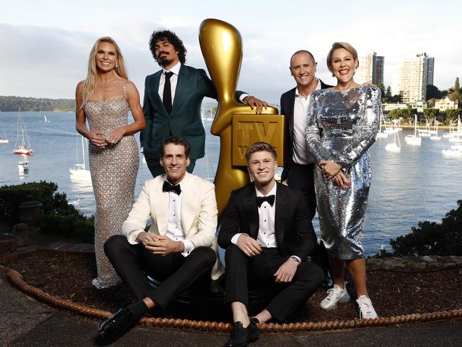 2024 Gold Logie Award nominees Sonia Kruger, Tony Armstrong, Andy Lee, Robert Irwin, Larry Emdur and Julia Morris. Picture: Richard Dobson