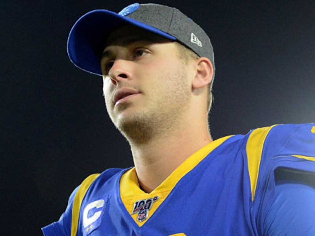 Los Angeles, CA. 13th Oct, 2019. Los Angeles Rams quarterback Jared Goff  #16 during the NFL game between San Francisco 49ers vs Los Angeles Rams at  the Los Angeles Memorial Coliseum in