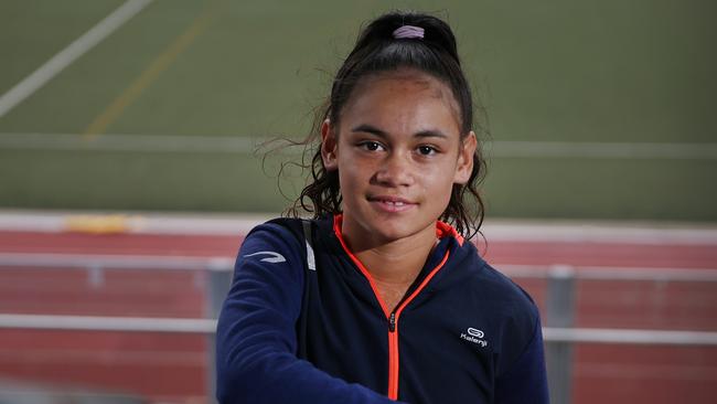 Ariana Jamieson is a medal-winning sprinter at the Randwick Botany Little Athletics Centre. Picture: Danny Aarons.