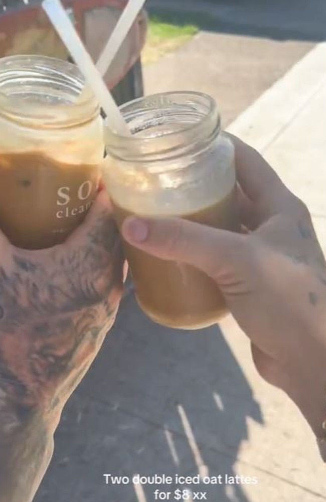 She says this hack cuts the price of her coffee in half. Picture: TikTok/@contentbyzara