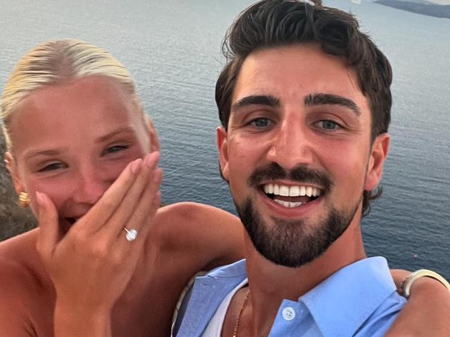 The happy couple became engaged during a romantic getaway to Greece last September. Picture: Instagram