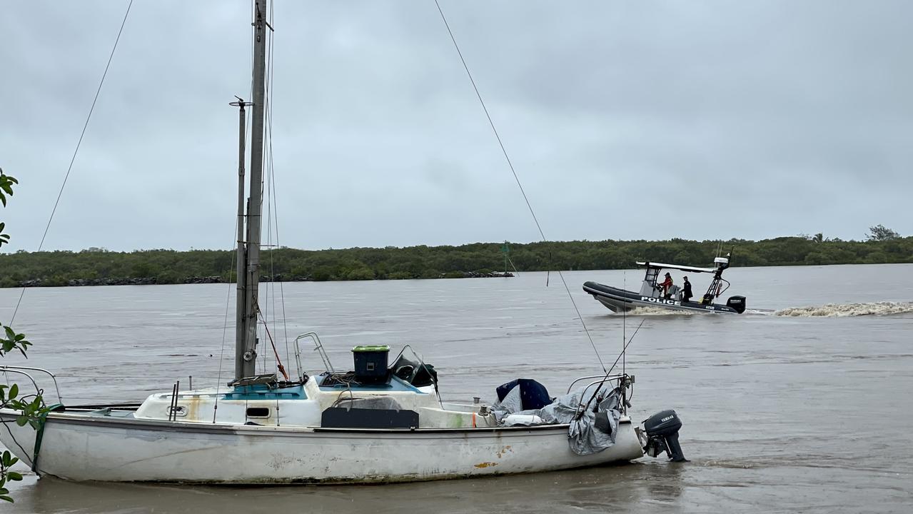 Yeppoon water police patrol the swollen Pioneer River on Tuesday morning, January 17, 2023. Picture: Janessa Ekert