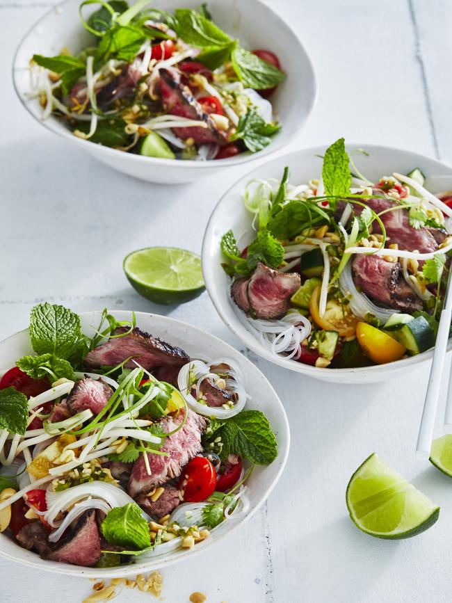 Beef noodle salad. Picture: Guy Bailey