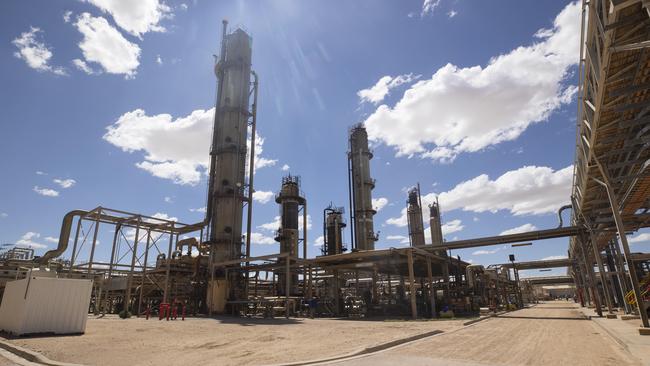 The Santos Moomba gas plant. ACCR alleges the company is misleading investors about its plan to achieve net-zero emissions by 2040, with Santos increasing its natural gas operations instead. Picture: Simon Cross