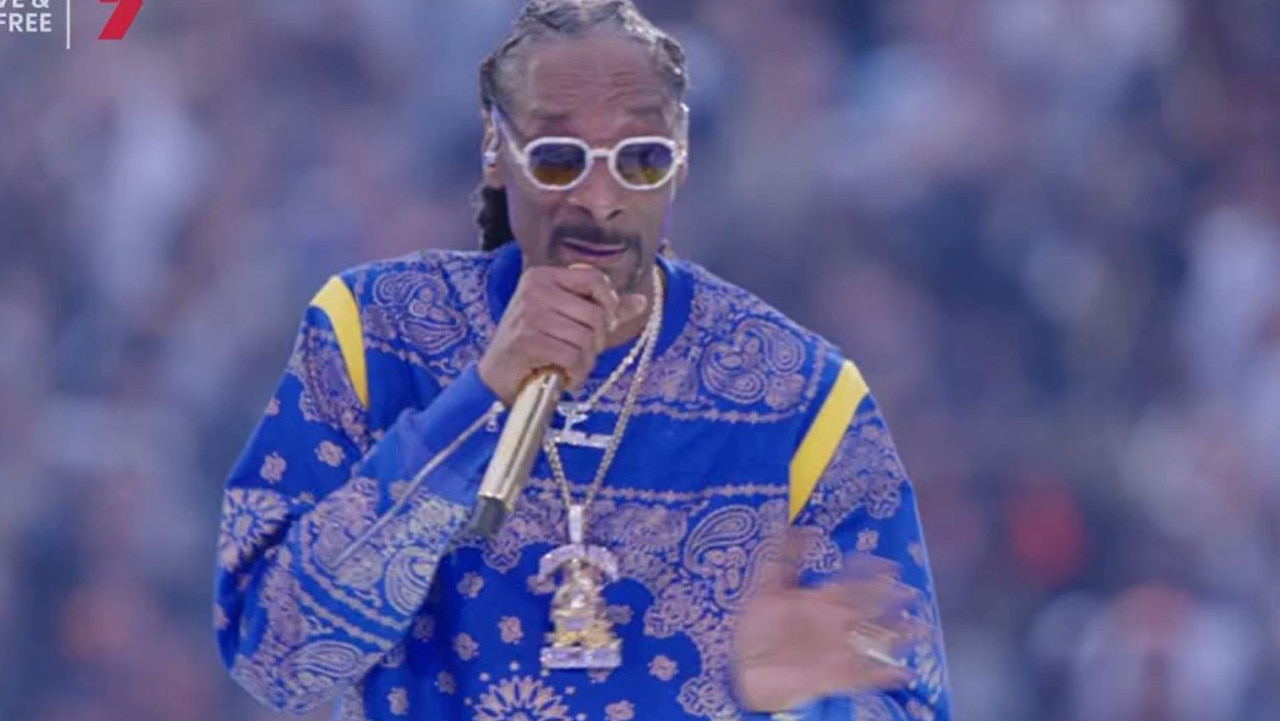 Snoop Dogg, 50, during the 2022 Super Bowl halftime show.