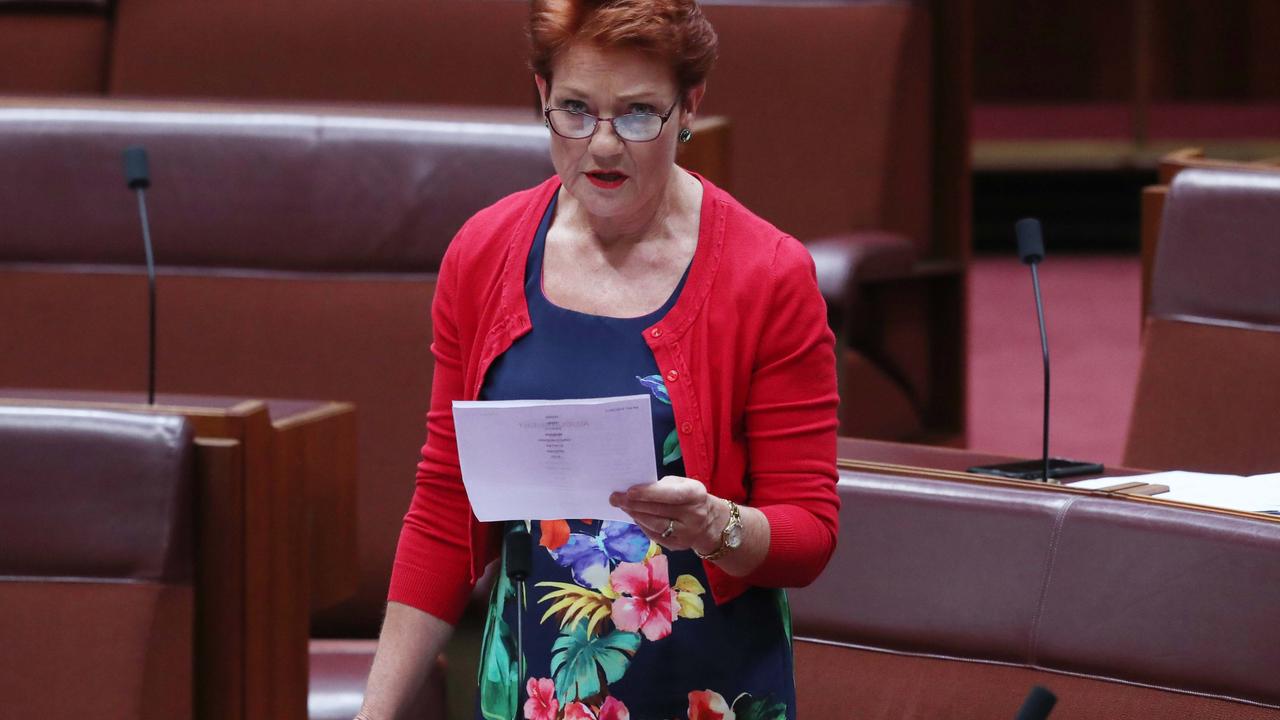 Tuesday 12th February 2019. Senator Pauline Hanson used Parliamentary privilege last night to accuse a current, married Senator of sexual harassment. Picture: Gary Ramage