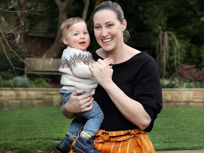 Jana Pittman with her youngest child Charlie. Picture: Richard Dobson