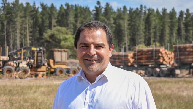 Barker MP Tony Pasin at a logging site in the South East.