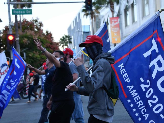 Earlier, Donald Trump supporters had marched on Rodeo Drive in Beverly Hills during a MAGA demonstration. Picture: AFP