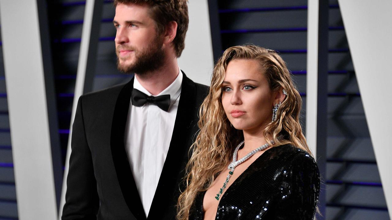 Liam Hemsworth and Miley Cyrus at the 2019 Vanity Fair Oscar Party. Picture: Dia Dipasupil / Getty / AFP