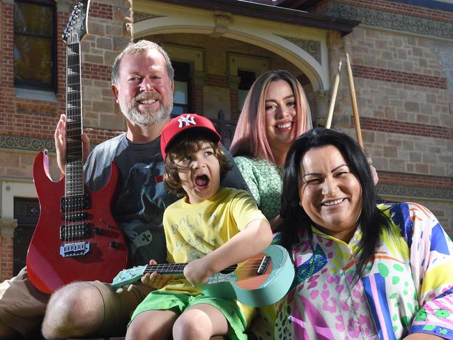 MINI MUSIC FESTIVAL FOR LUKASZ AT CARCLEW. Magda Pearce (Lukasz KlosowskiÃs mum), with son Ricky Pearce 5 and Greg Ireland (Chelsea IrelandÃs dad) and Maddie Ireland (ChelseaÃs sister) at Carclew where Magda is holding a mini music festival on the 16th of Feb to celebrate what would have been Lukasz 21st birthday. Pictured 22nd December, 2021. Picture: Tricia Watkinson