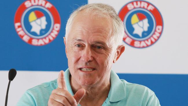 SYDNEY, AUSTRALIA - JANUARY 01:  Australian Prime Minister Malcolm Turnbull speaks at a news conference at North Bondi Surf Life Saving Club after announcing an increase in funding for Surf Life Saving Australia on January 1, 2018 in Sydney, Australia.  (Photo by Mark Evans/Getty Images)