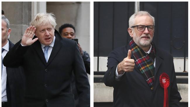 The leaders of Britain's two main political parties, Boris Johnson, left, and Jeremy Corbyn. Picture: AP