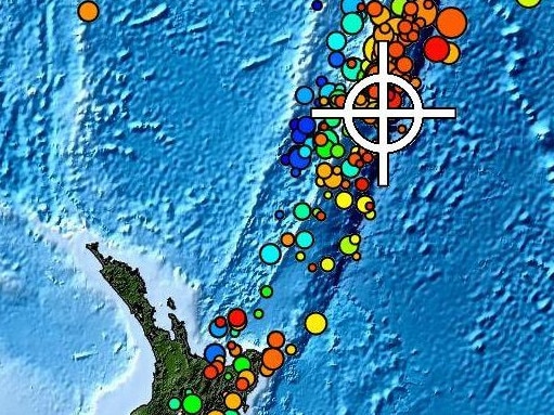 The earthquake occurred in the Kermadec Islands region at 10.55am. Picture: Pacific Tsunami Warning Center