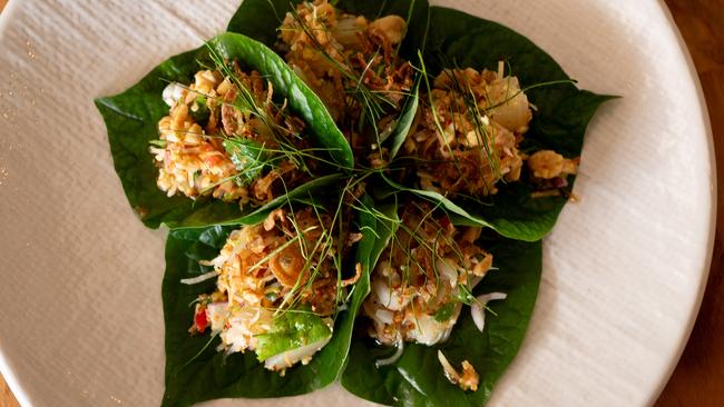 Prawn betel leaf at Jungle Fowl. Picture: Chrissie Cosgrove