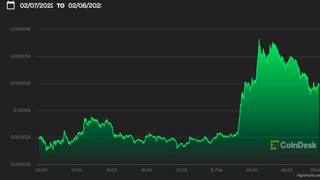 Shiba Inu in the last day. Source: CoinDesk