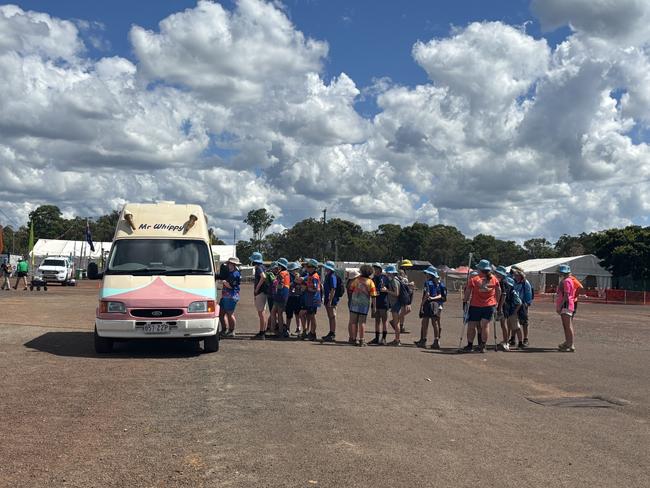 The line up for Mr Whippy at the Scout Jamboree.